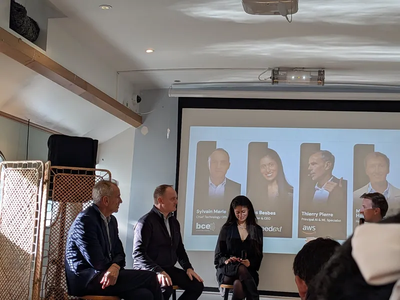 Expert panel with Sylvain Merle (BCE, RTL Group), Inès Besbes (Seedext) and Thierry Pierre (AWS)